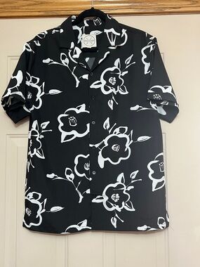Black & White Floral Camp Shirt